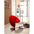 Fauteuil pivotant en mélange de laine chromé poli | Style Mid-Century Modern