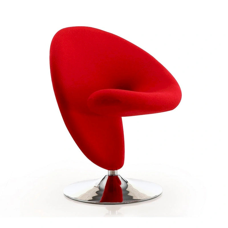 Fauteuil pivotant en mélange de laine chromé poli | Style Mid-Century Modern