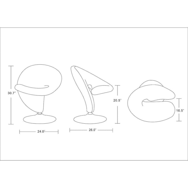Fauteuil pivotant en mélange de laine chromé poli | Style Mid-Century Modern