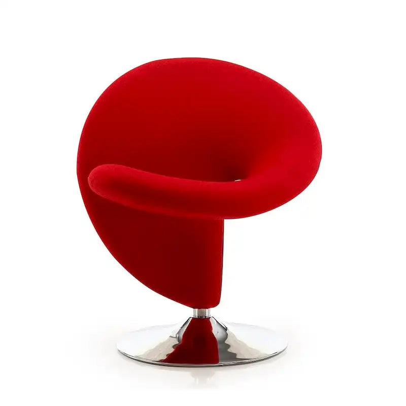 Fauteuil pivotant en mélange de laine chromé poli | Style Mid-Century Modern