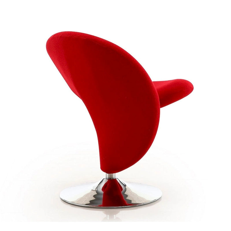 Fauteuil pivotant en mélange de laine chromé poli | Style Mid-Century Modern