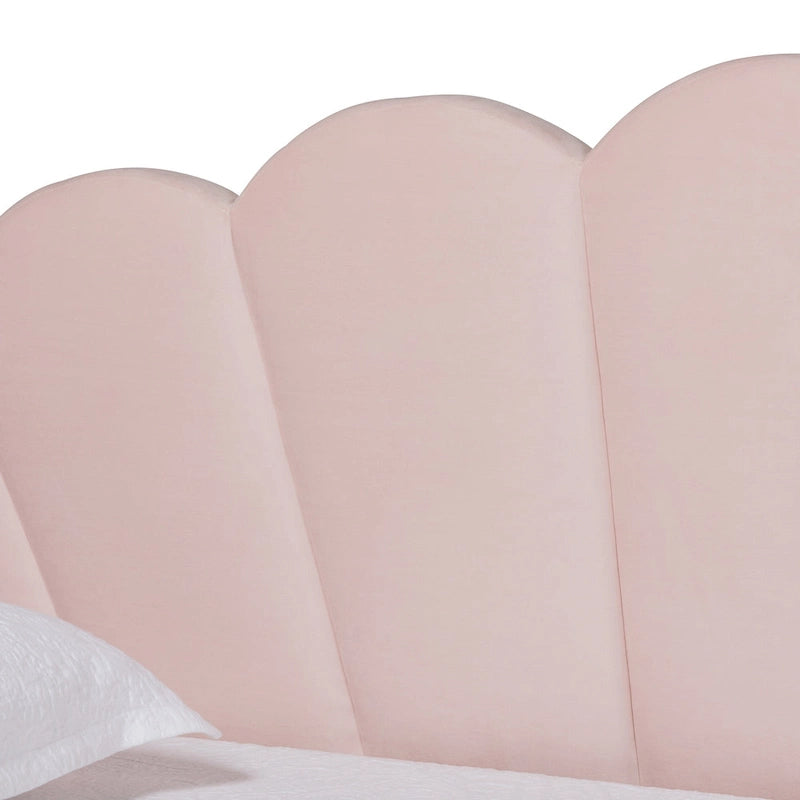 Lit de repos moderne en velours capitonné avec lit gigogne escamotable | Rose clair