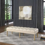 HomePop Classic Tufted Top Long Bench - Faux Leather