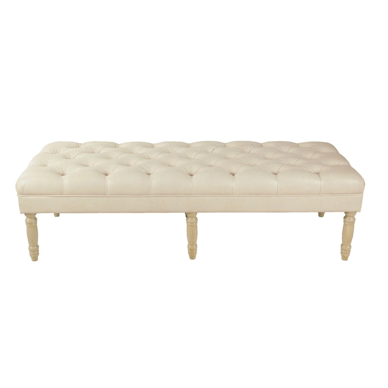 Banc long classique capitonné | Rembourrage en similicuir | Entrée ou chambre à coucher