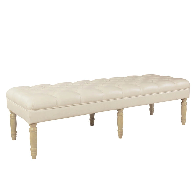 Banc long classique capitonné | Rembourrage en similicuir | Entrée ou chambre à coucher