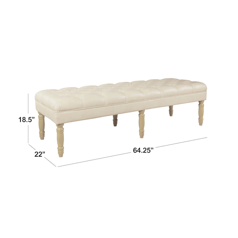 Banc long classique capitonné | Rembourrage en similicuir | Entrée ou chambre à coucher