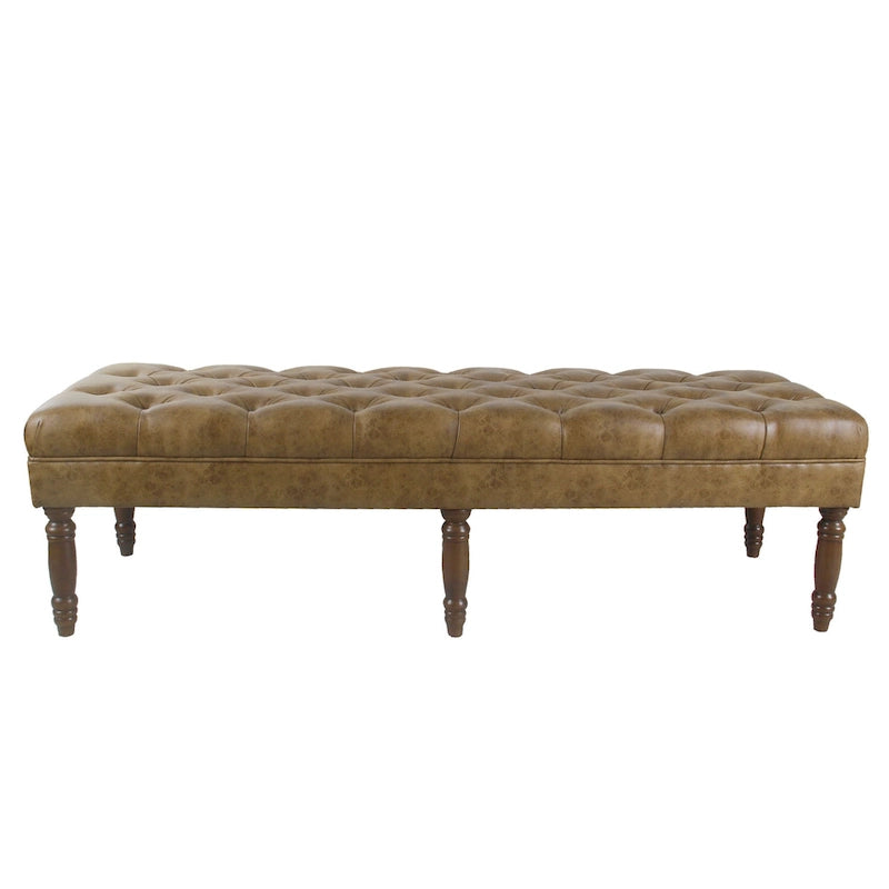 Banc long classique capitonné | Rembourrage en similicuir | Entrée ou chambre à coucher