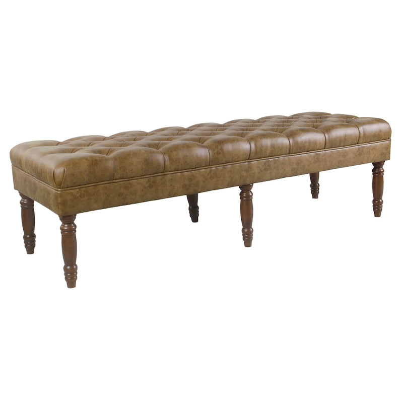 Banc long classique capitonné | Rembourrage en similicuir | Entrée ou chambre à coucher