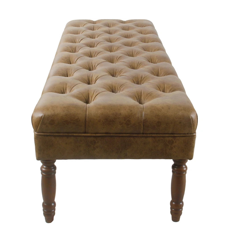 Banc long classique capitonné | Rembourrage en similicuir | Entrée ou chambre à coucher
