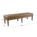 Banc long classique capitonné | Rembourrage en similicuir | Entrée ou chambre à coucher