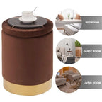 Pouffe de rangement en velours, tabouret repose-pieds multifonctionnel avec base en métal