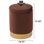 Pouffe de rangement en velours, tabouret repose-pieds multifonctionnel avec base en métal