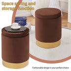 Pouffe de rangement en velours, tabouret repose-pieds multifonctionnel avec base en métal