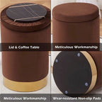 Pouffe de rangement en velours, tabouret repose-pieds multifonctionnel avec base en métal