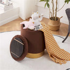 Pouffe de rangement en velours, tabouret repose-pieds multifonctionnel avec base en métal