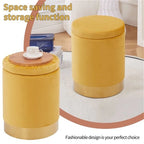Pouffe de rangement en velours, tabouret repose-pieds multifonctionnel avec base en métal