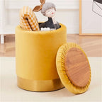 Pouffe de rangement en velours, tabouret repose-pieds multifonctionnel avec base en métal