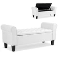 Banc Ottoman de Rangement en Cuir Capitonné avec Accoudoirs | Entrée ou Chambre à Coucher