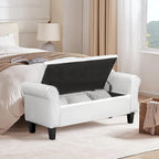 Banc Ottoman de Rangement en Cuir Capitonné avec Accoudoirs | Entrée ou Chambre à Coucher