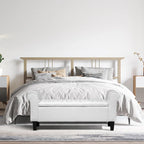 Banc Ottoman de Rangement en Cuir Capitonné avec Accoudoirs | Entrée ou Chambre à Coucher
