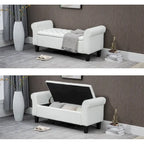 Banc Ottoman de Rangement en Cuir Capitonné avec Accoudoirs | Entrée ou Chambre à Coucher