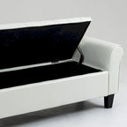 Banc Ottoman de Rangement en Cuir Capitonné avec Accoudoirs | Entrée ou Chambre à Coucher