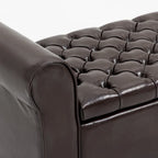 Banc Ottoman de Rangement en Cuir Capitonné avec Accoudoirs | Entrée ou Chambre à Coucher