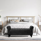 Banc Ottoman de Rangement en Cuir Capitonné avec Accoudoirs | Entrée ou Chambre à Coucher
