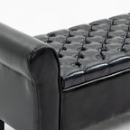 Banc Ottoman de Rangement en Cuir Capitonné avec Accoudoirs | Entrée ou Chambre à Coucher