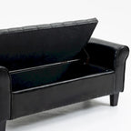 Banc Ottoman de Rangement en Cuir Capitonné avec Accoudoirs | Entrée ou Chambre à Coucher