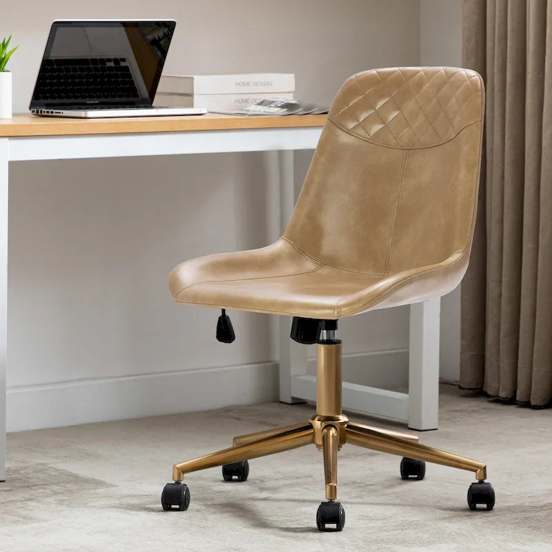 Chaise de bureau ergonomique en similicuir courbé avec vérin à gaz