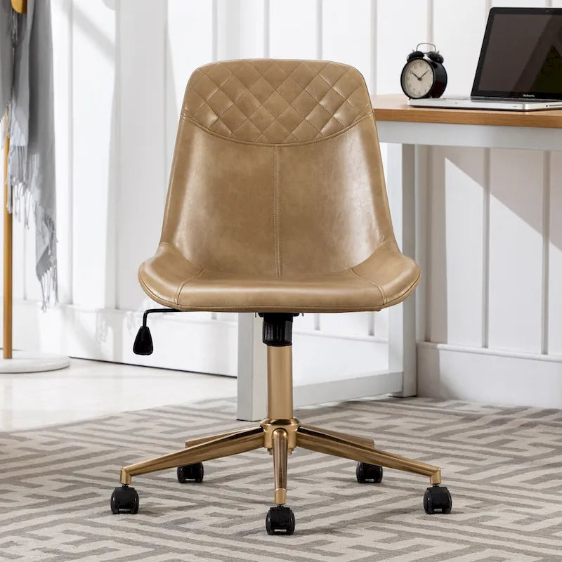 Chaise de bureau ergonomique en similicuir courbé avec vérin à gaz