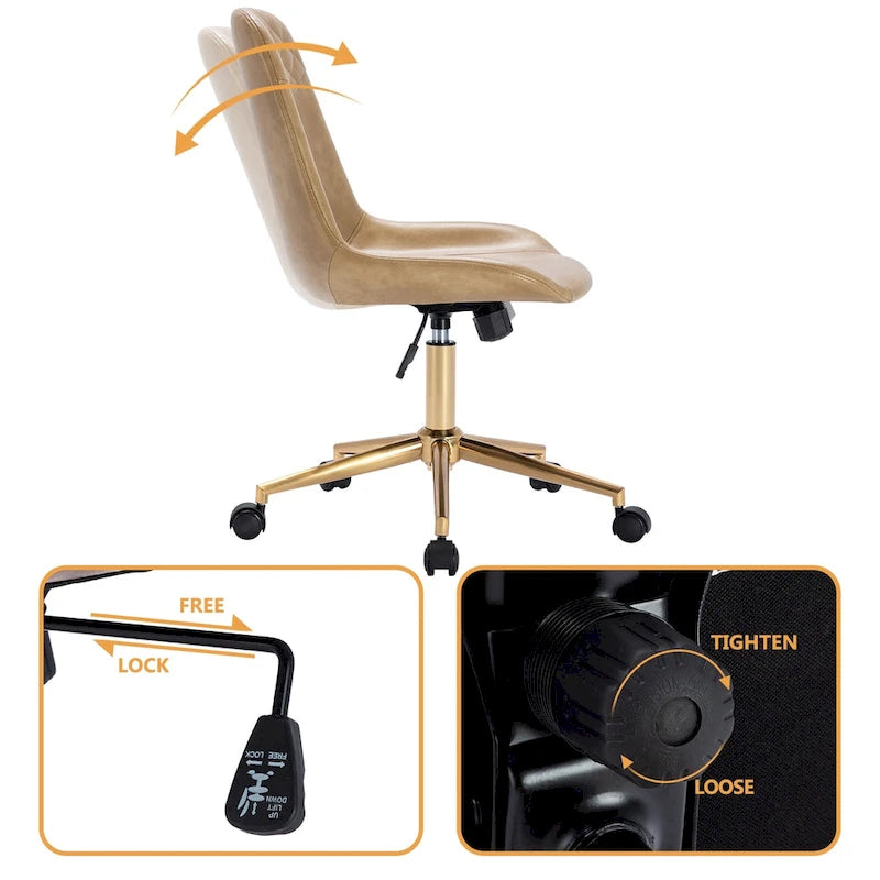 Chaise de bureau ergonomique en similicuir courbé avec vérin à gaz