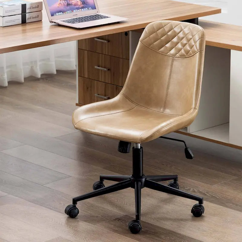 Chaise de bureau ergonomique en similicuir courbé avec vérin à gaz