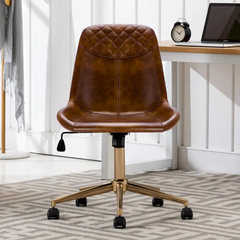 Chaise de bureau ergonomique en similicuir courbé avec vérin à gaz