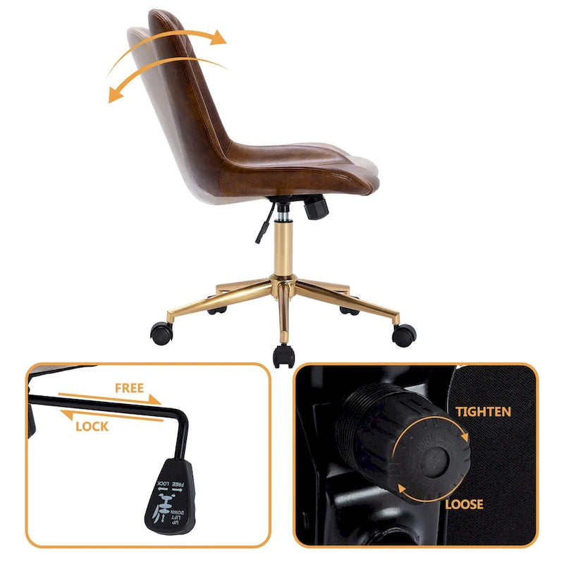 Chaise de bureau ergonomique en similicuir courbé avec vérin à gaz
