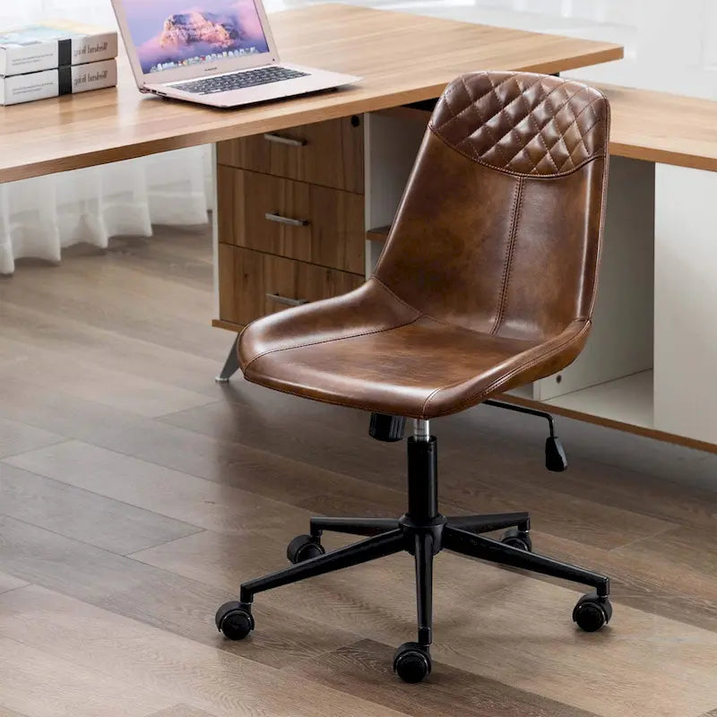 Chaise de bureau ergonomique en similicuir courbé avec vérin à gaz