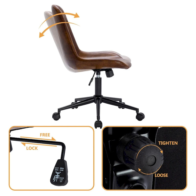Chaise de bureau ergonomique en similicuir courbé avec vérin à gaz