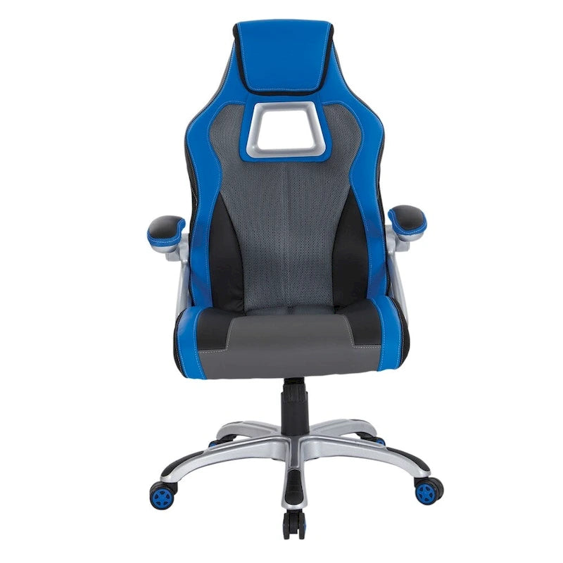 Chaise de jeu style course en cuir reconstitué et maille | Chaise de bureau ergonomique