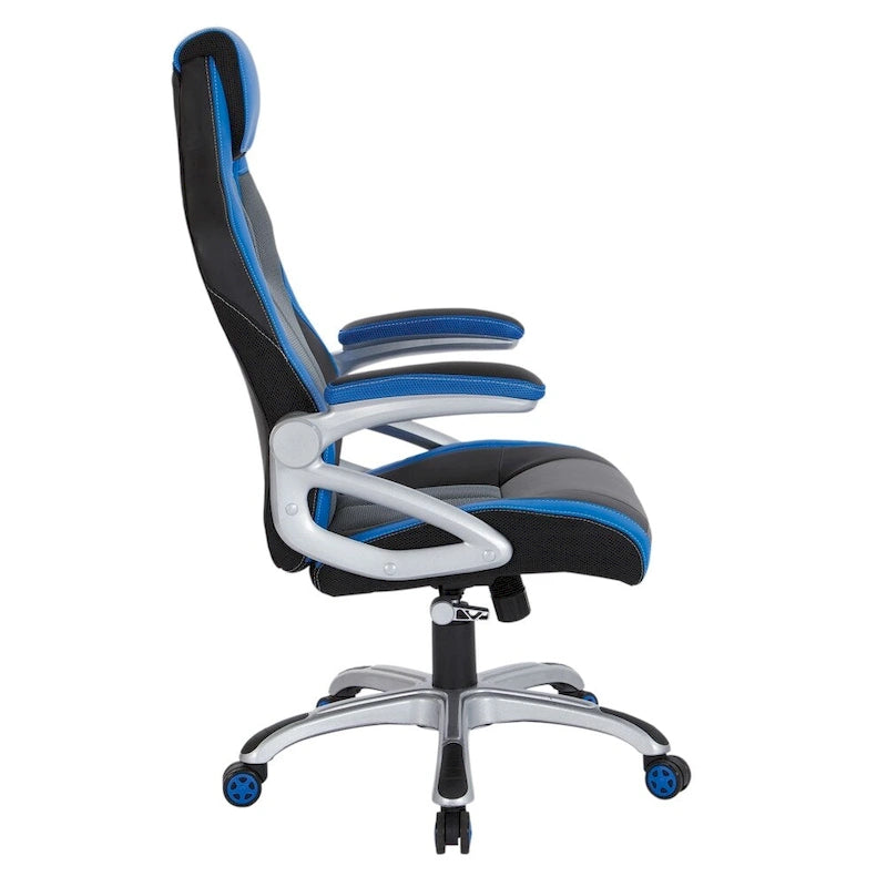 Chaise de jeu style course en cuir reconstitué et maille | Chaise de bureau ergonomique