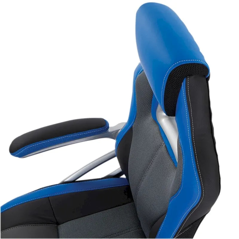 Chaise de jeu style course en cuir reconstitué et maille | Chaise de bureau ergonomique