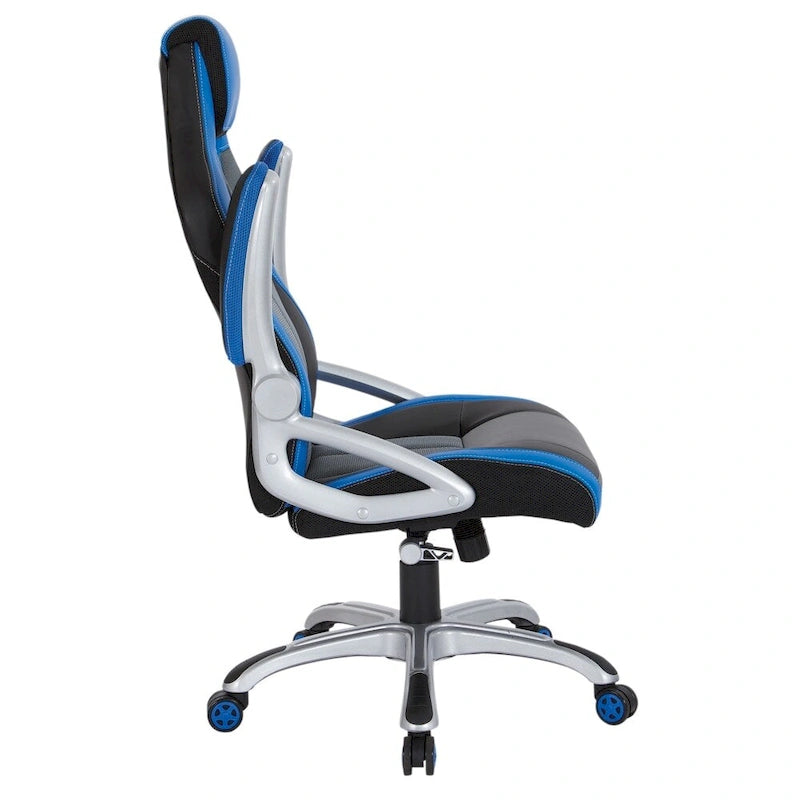 Chaise de jeu style course en cuir reconstitué et maille | Chaise de bureau ergonomique