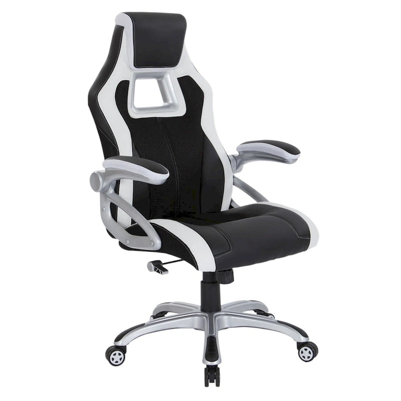 Chaise de jeu style course en cuir reconstitué et maille | Chaise de bureau ergonomique
