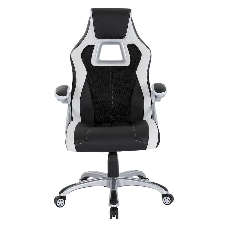 Chaise de jeu style course en cuir reconstitué et maille | Chaise de bureau ergonomique