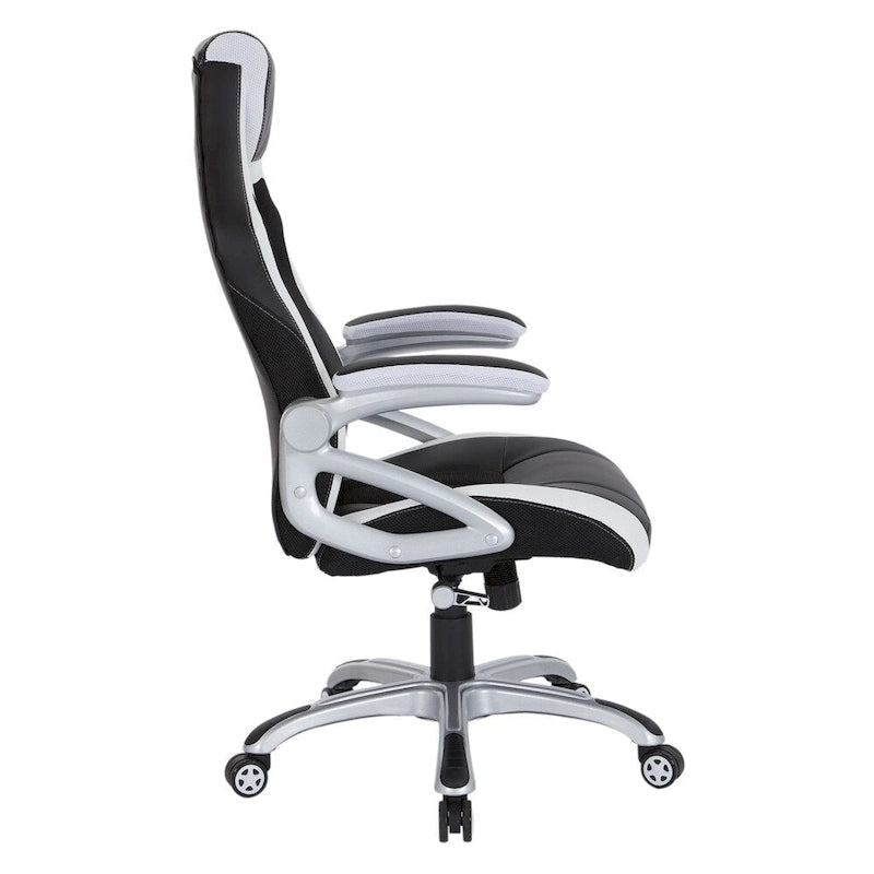 Chaise de jeu style course en cuir reconstitué et maille | Chaise de bureau ergonomique