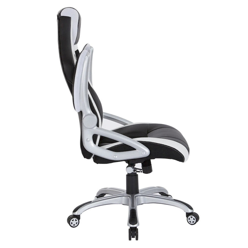 Chaise de jeu style course en cuir reconstitué et maille | Chaise de bureau ergonomique