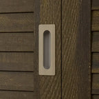 Armoire en bois grainé marron avec tiroirs, tringle et 4 portes coulissantes