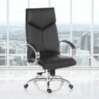 Fauteuil de direction de luxe en cuir noir à dossier haut