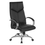 Fauteuil de direction de luxe en cuir noir à dossier haut