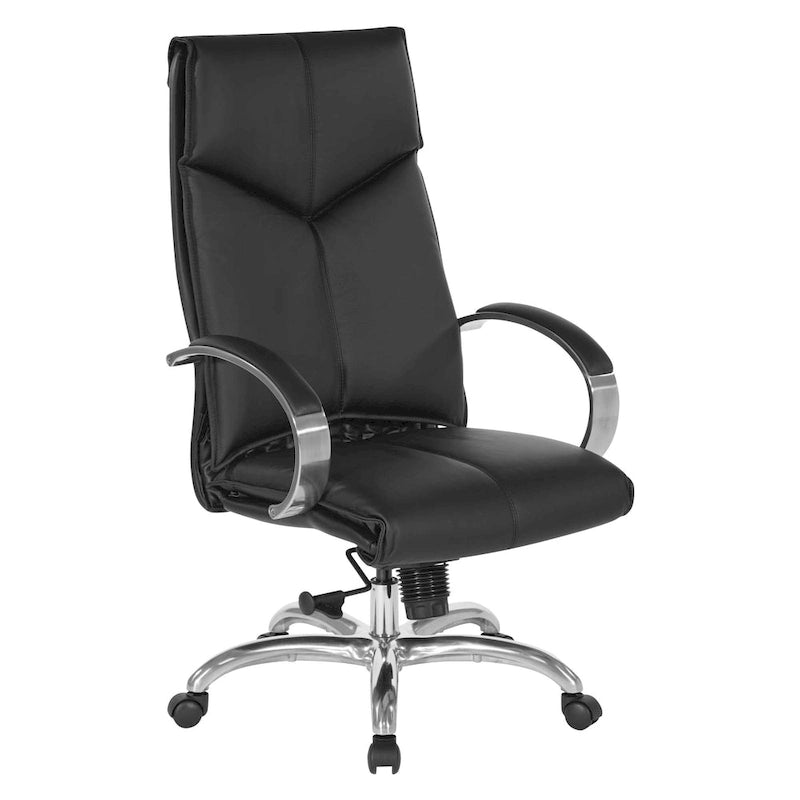 Fauteuil de direction de luxe en cuir noir à dossier haut